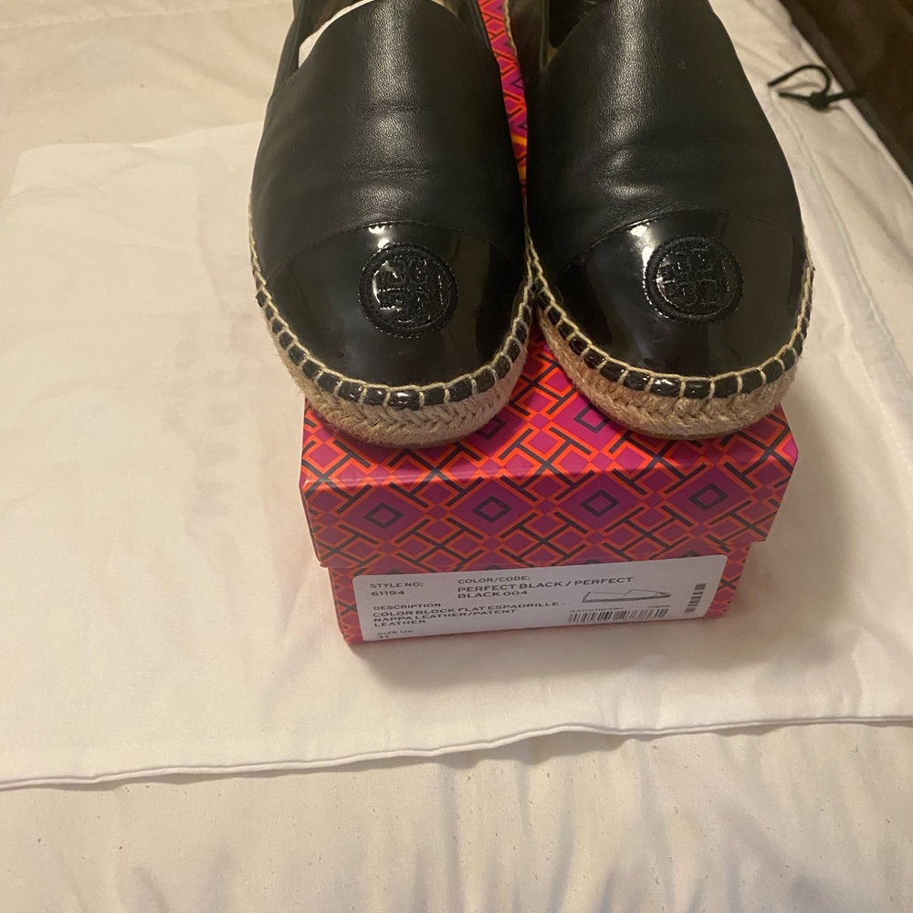 Tory Burch Black Espadrilles with Logo Detail